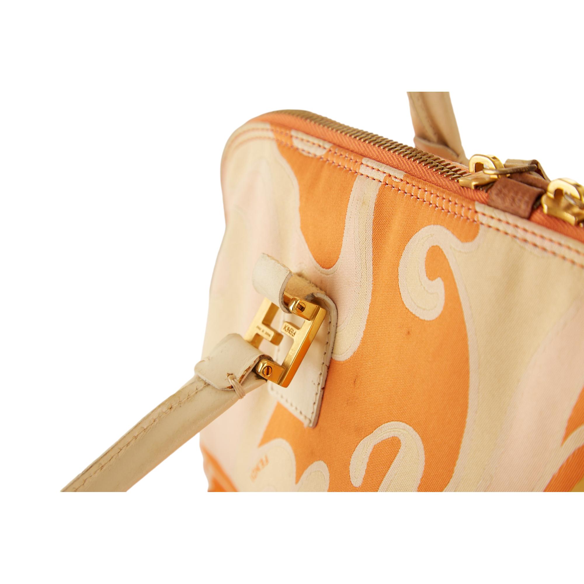 Fendi Orange Print Logo Bag