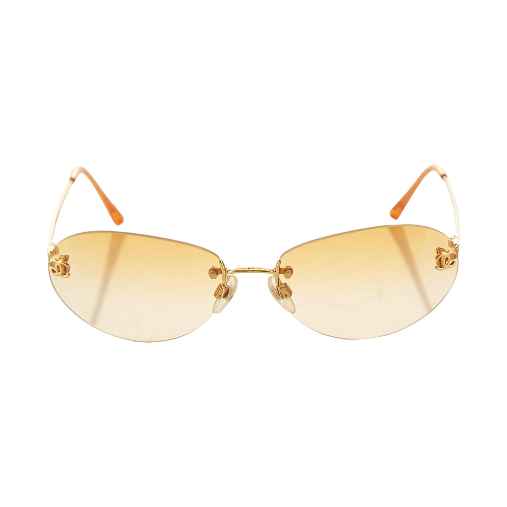 Chanel Orange Logo Rimless Micro Sunglasses – Treasures of NYC