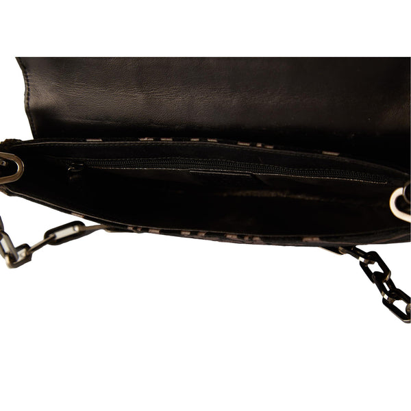 Gucci Black Print Velvet Chain Shoulder Bag