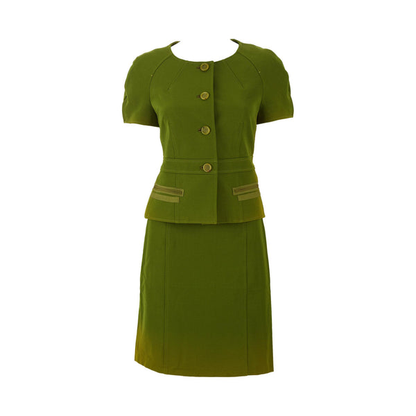 Prada Green Button Down Skirt Set
