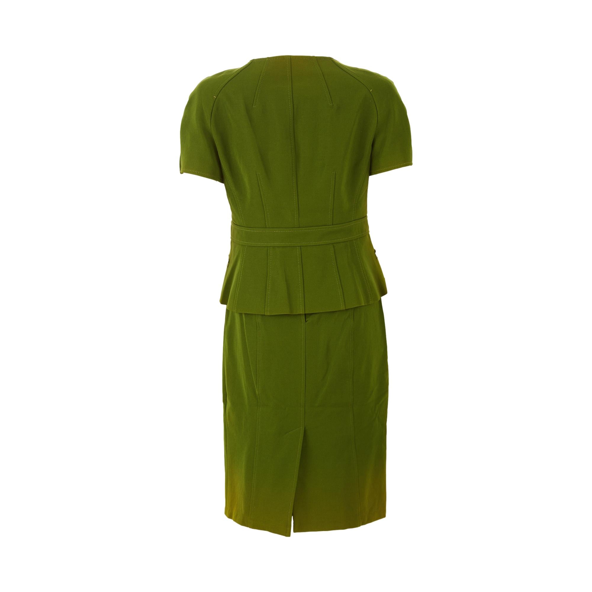 Prada Green Button Down Skirt Set