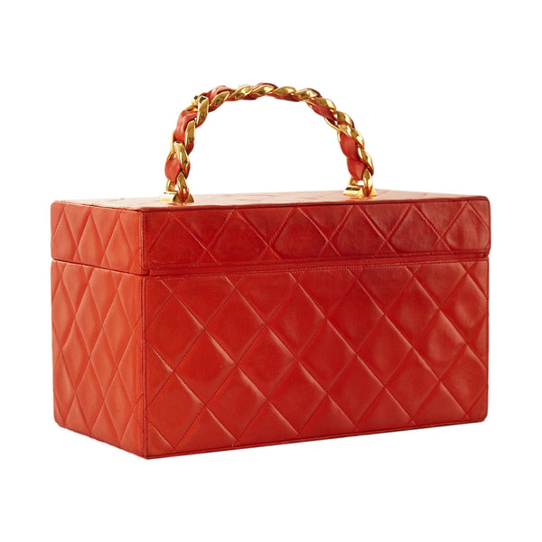 Chanel Red Quilted Jumbo Vanity Bag