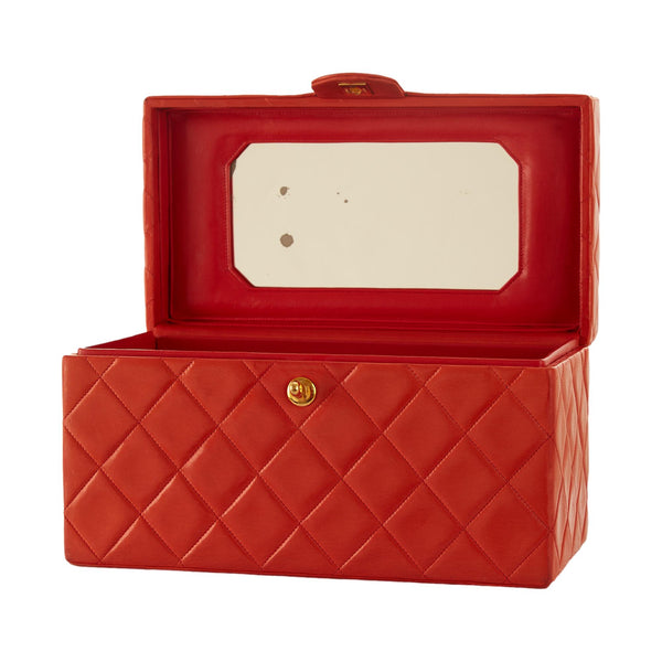 Chanel Red Quilted Jumbo Vanity Bag
