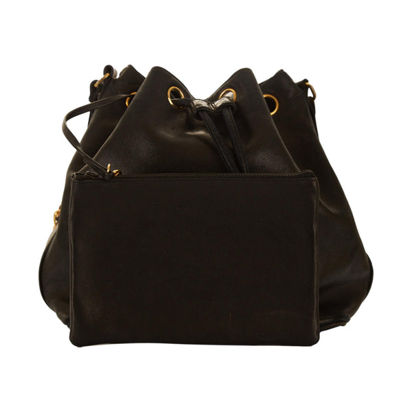 Chanel Black Logo Bucket Bag