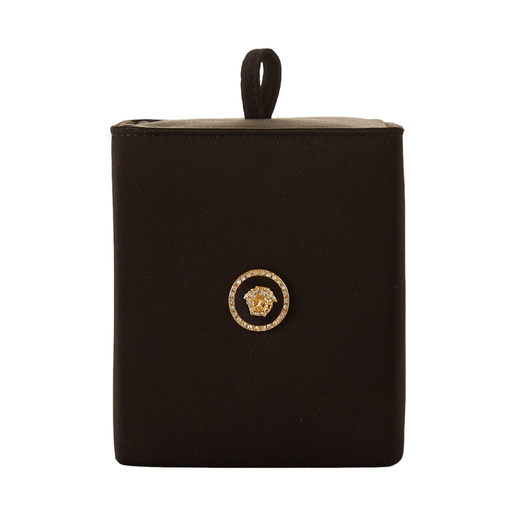 Versace Black Satin Box Wristlet
