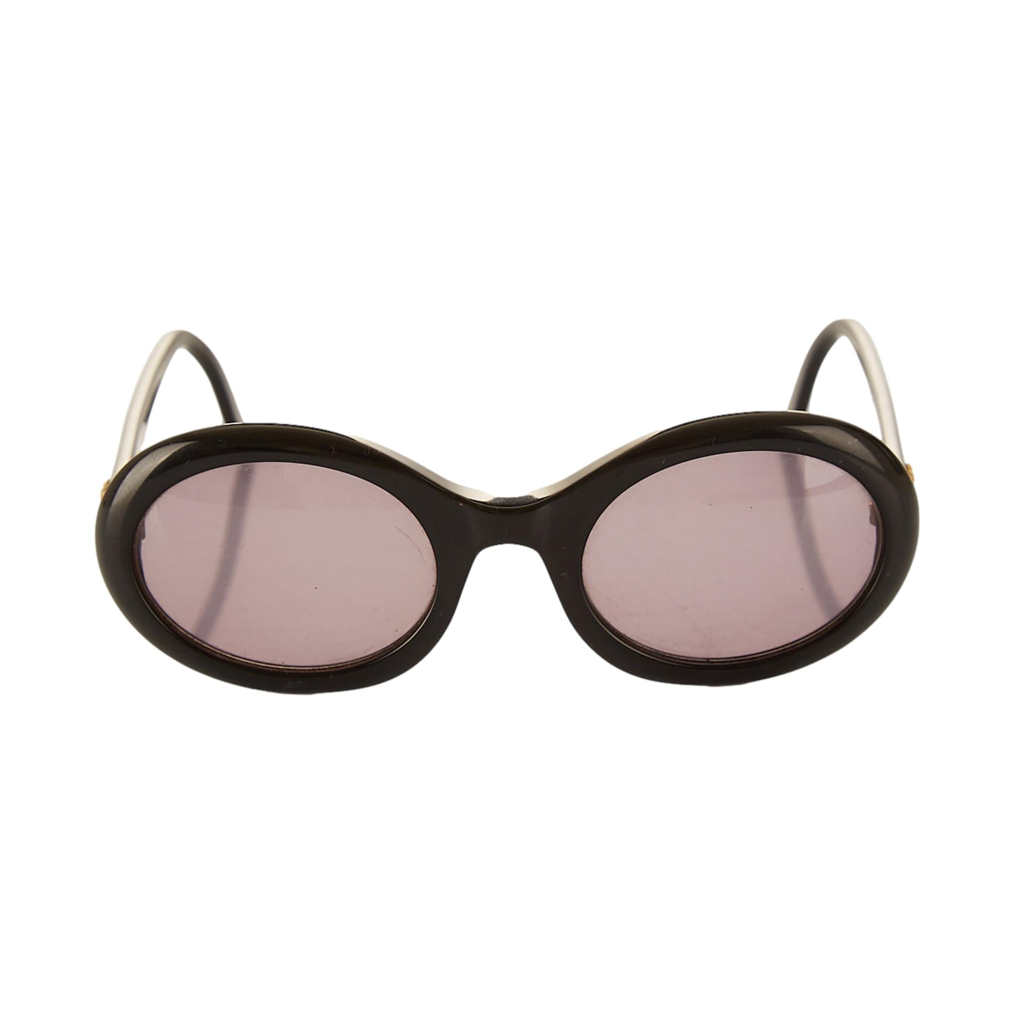 Chanel Black Chunky Round Sunglasses