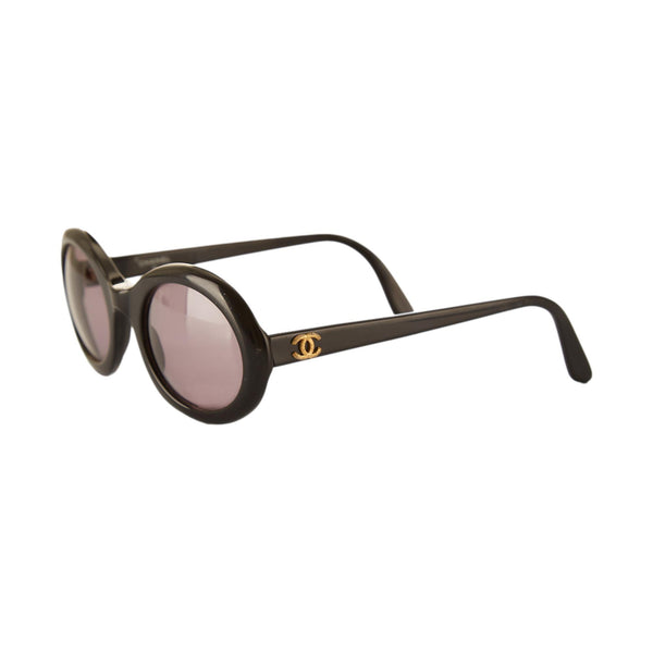 Chanel Black Chunky Round Sunglasses