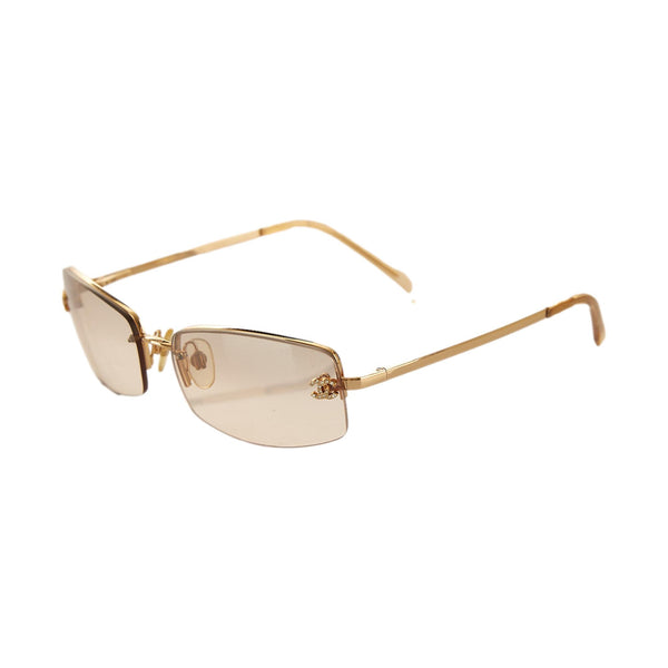 Chanel Clear Rhinestone Logo Micro Sunglasses