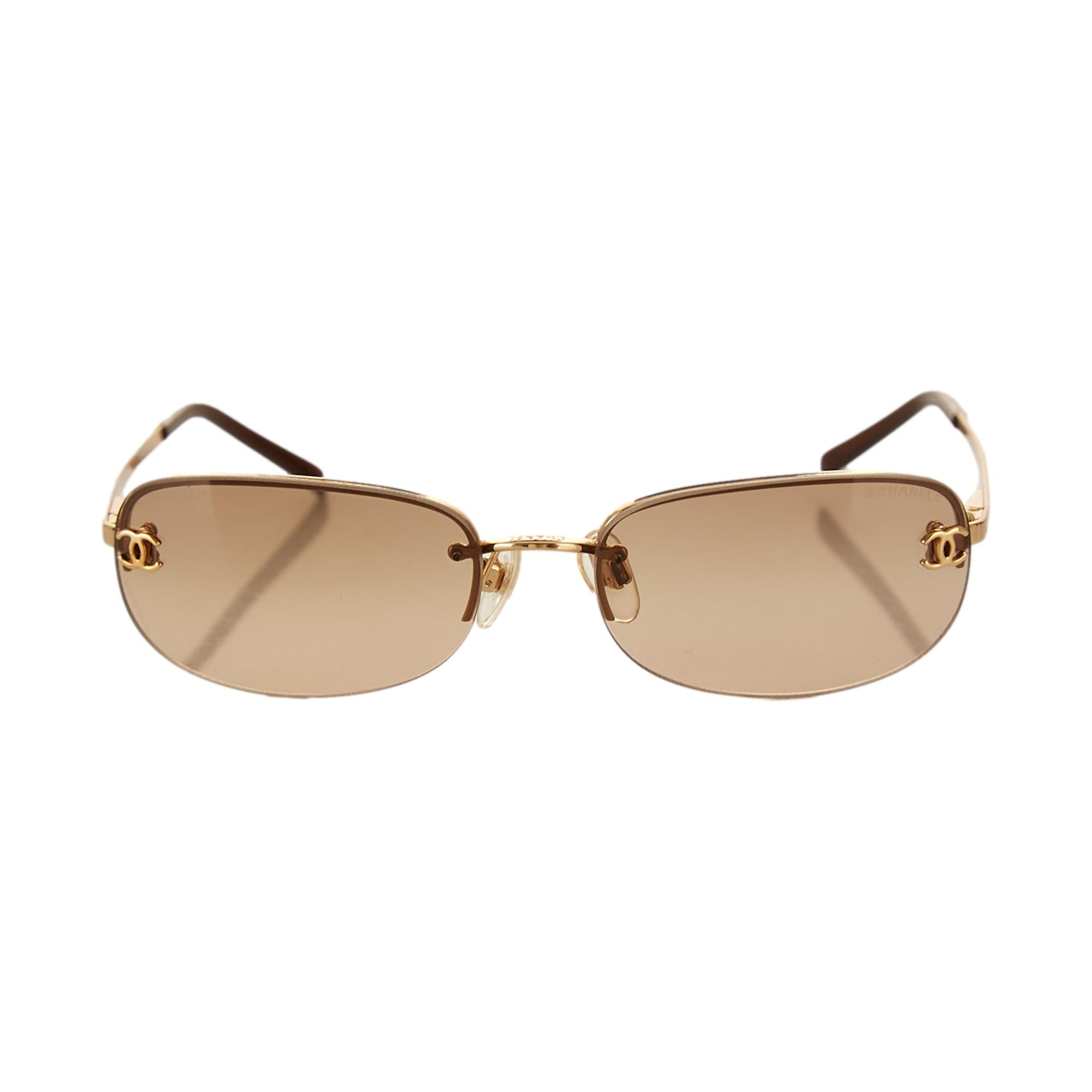 Chanel Brown Logo Micro Sunglasses