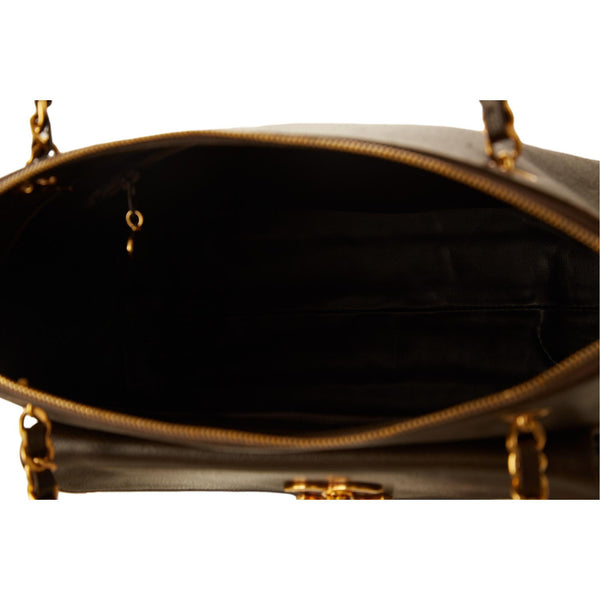Chanel Brown Chain Caviar Shoulder Bag