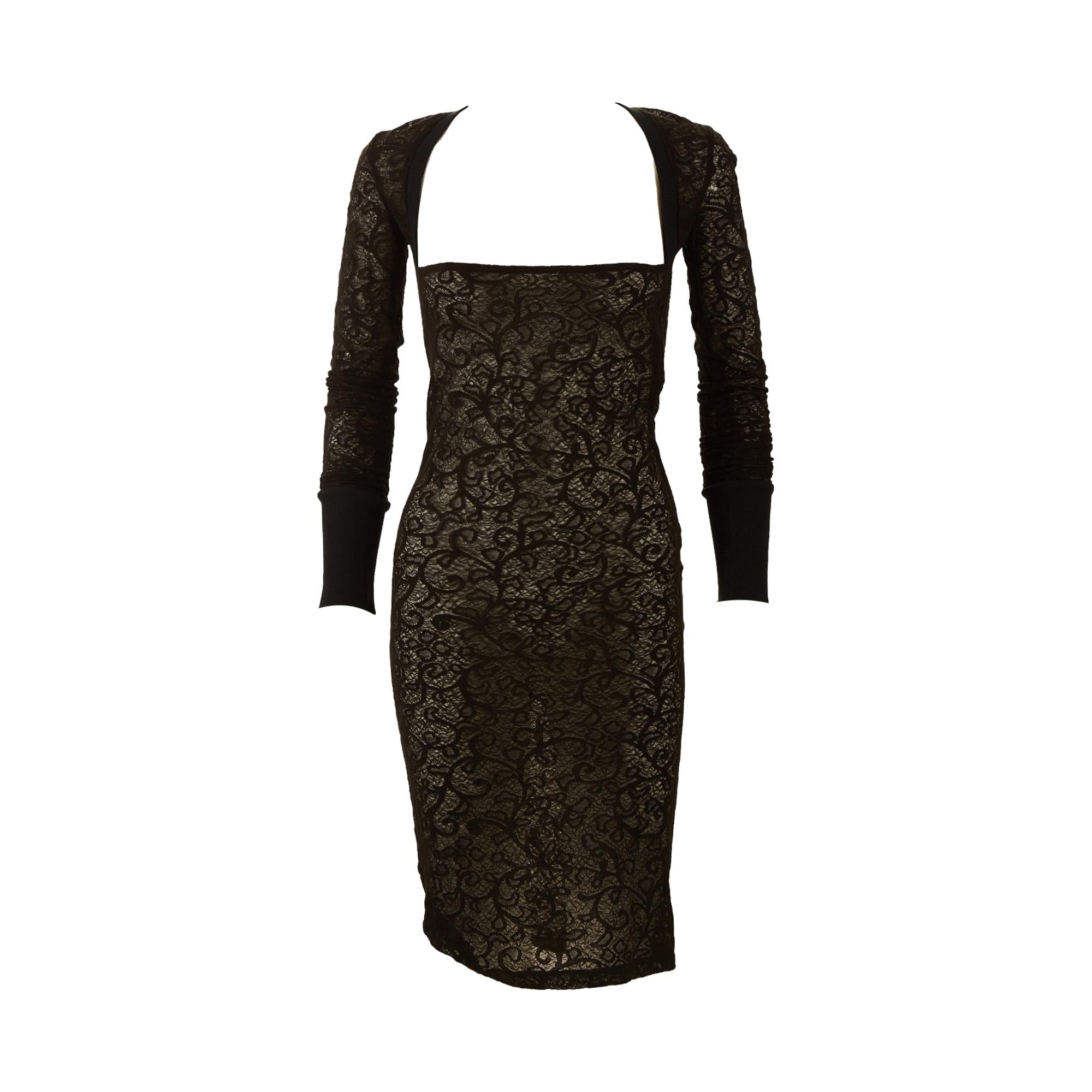Dolce & Gabbana Black Floral Long Sleeve Dress
