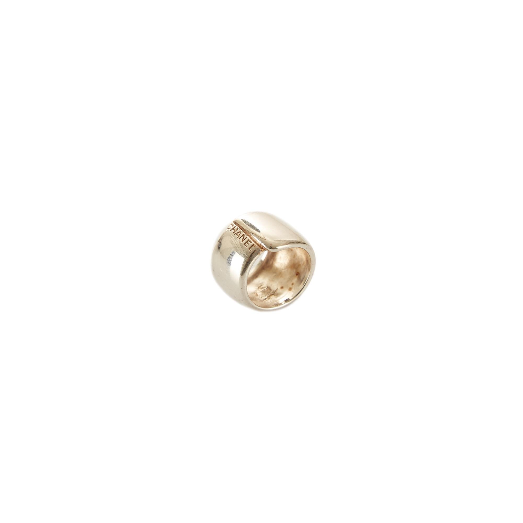 Chanel Silver Logo Ring