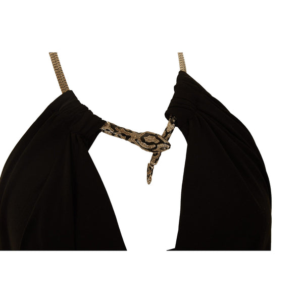 Roberto Cavalli Black Snake Neck Dress