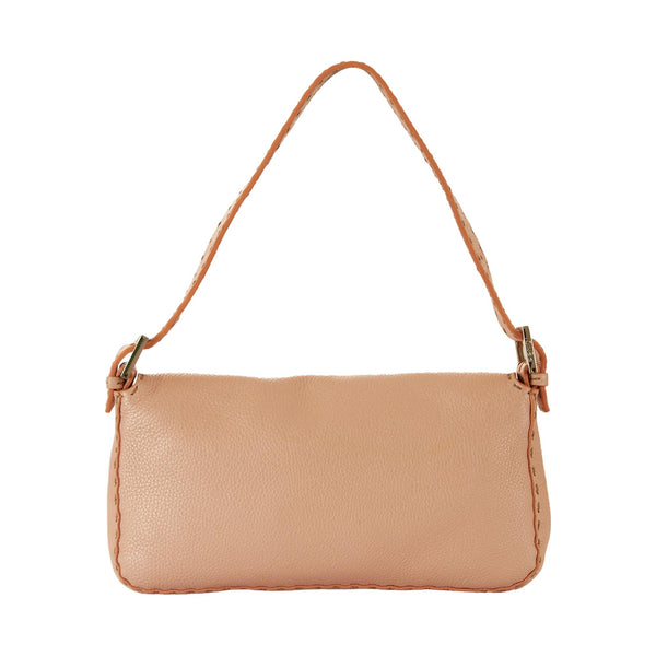 Fendi Pink Leather Stitched Baguette