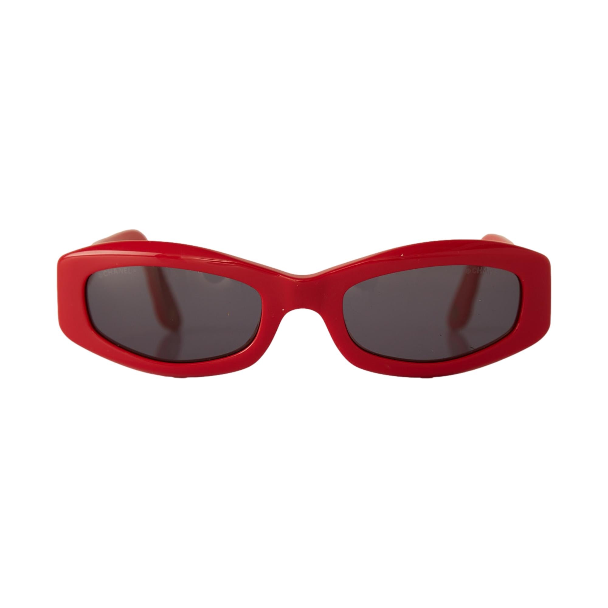 Chanel Red Quilted Logo Sunglasses