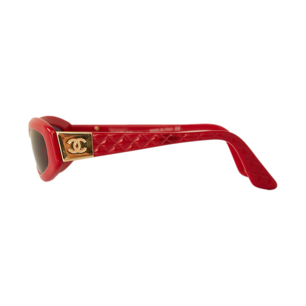 Chanel Red Quilted Logo Sunglasses