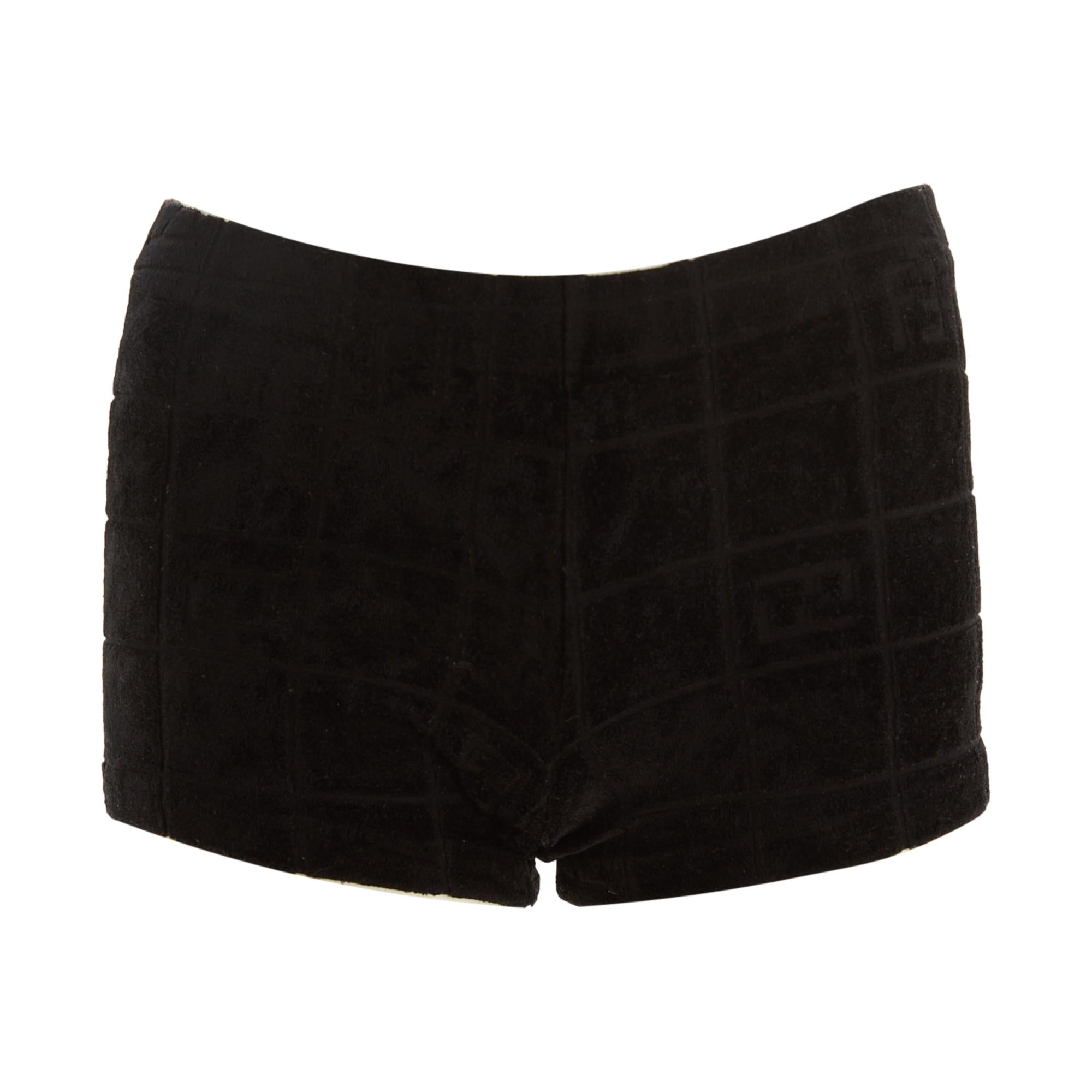 Fendi Black Logo Terry Cloth Shorts