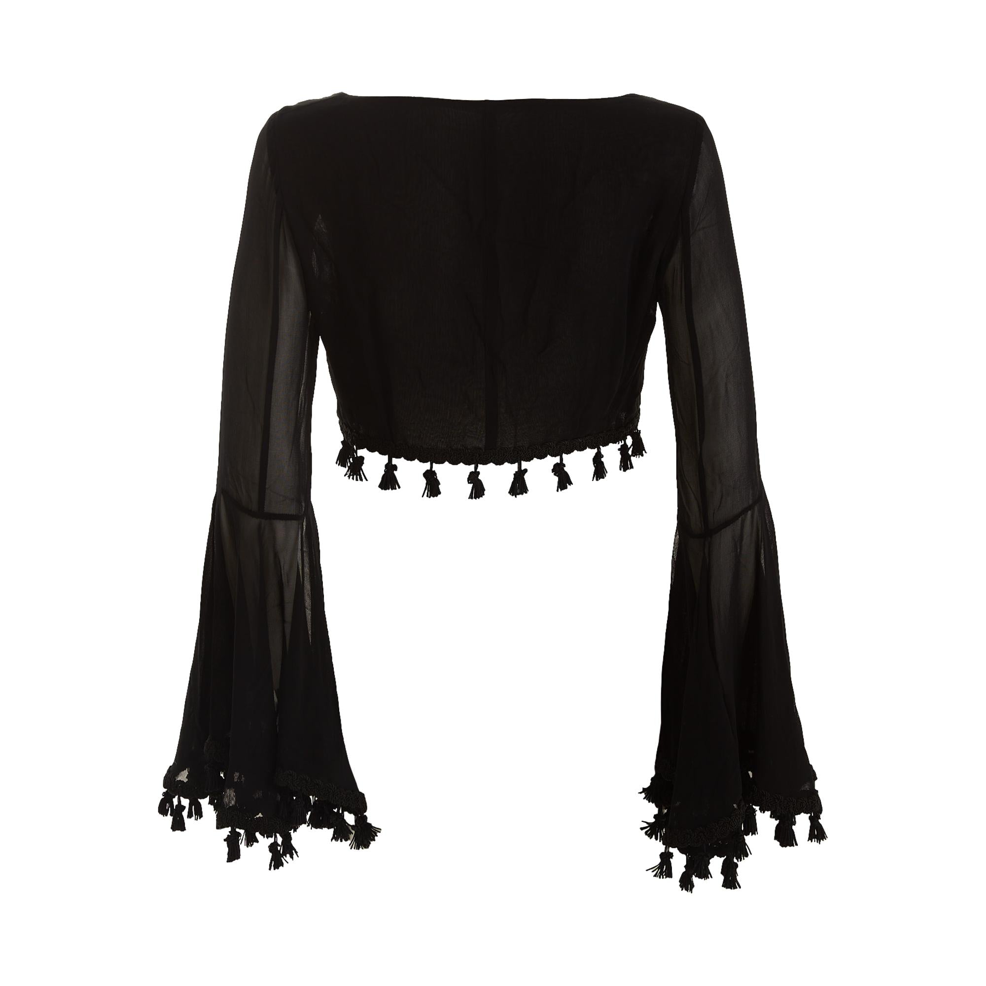 Dolce & Gabbana Black Tassel Cropped Long Sleeve