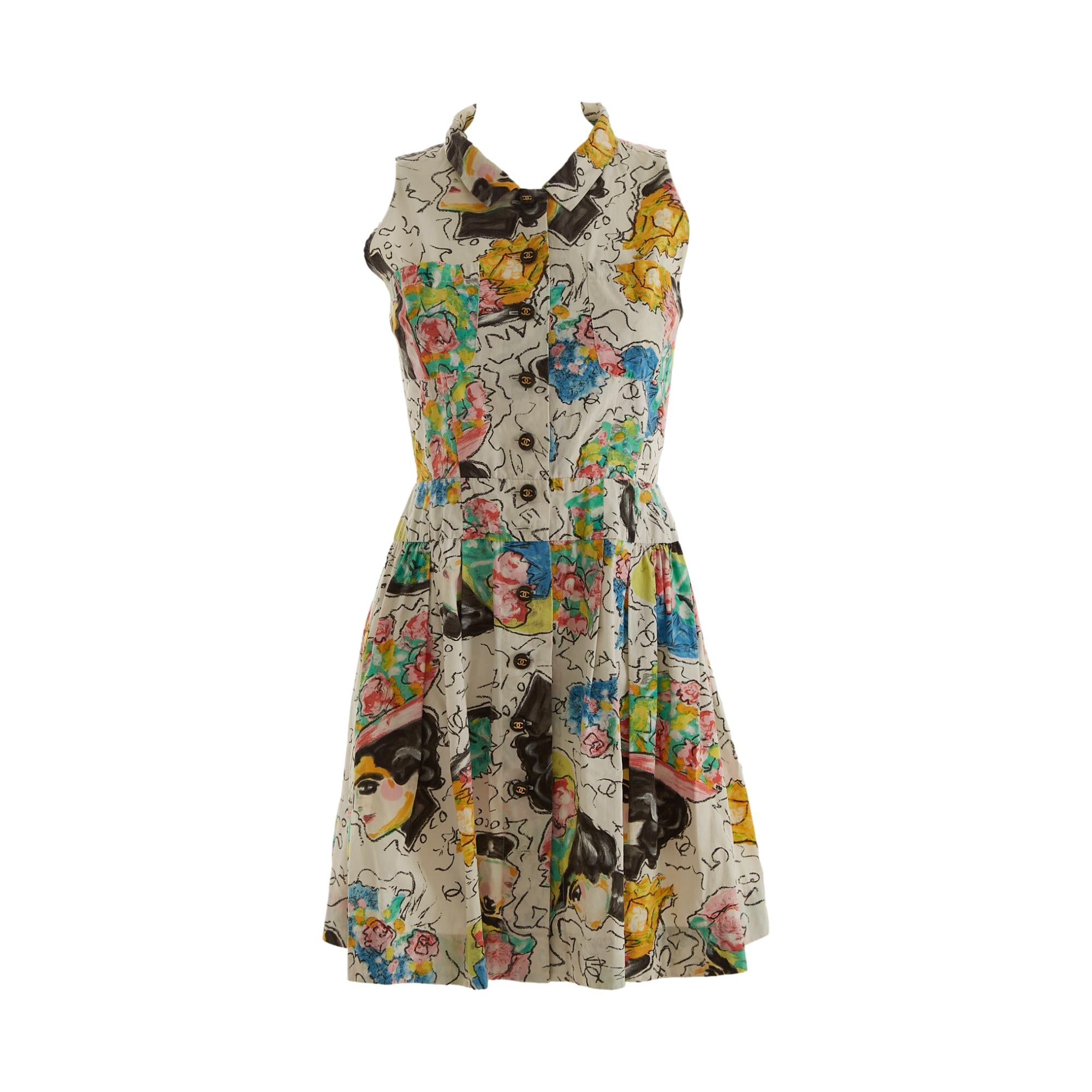 Chanel Multicolor Art Print Dress