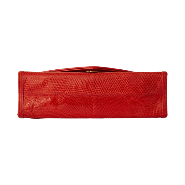 Chanel Red Lizard Chain Flap Bag