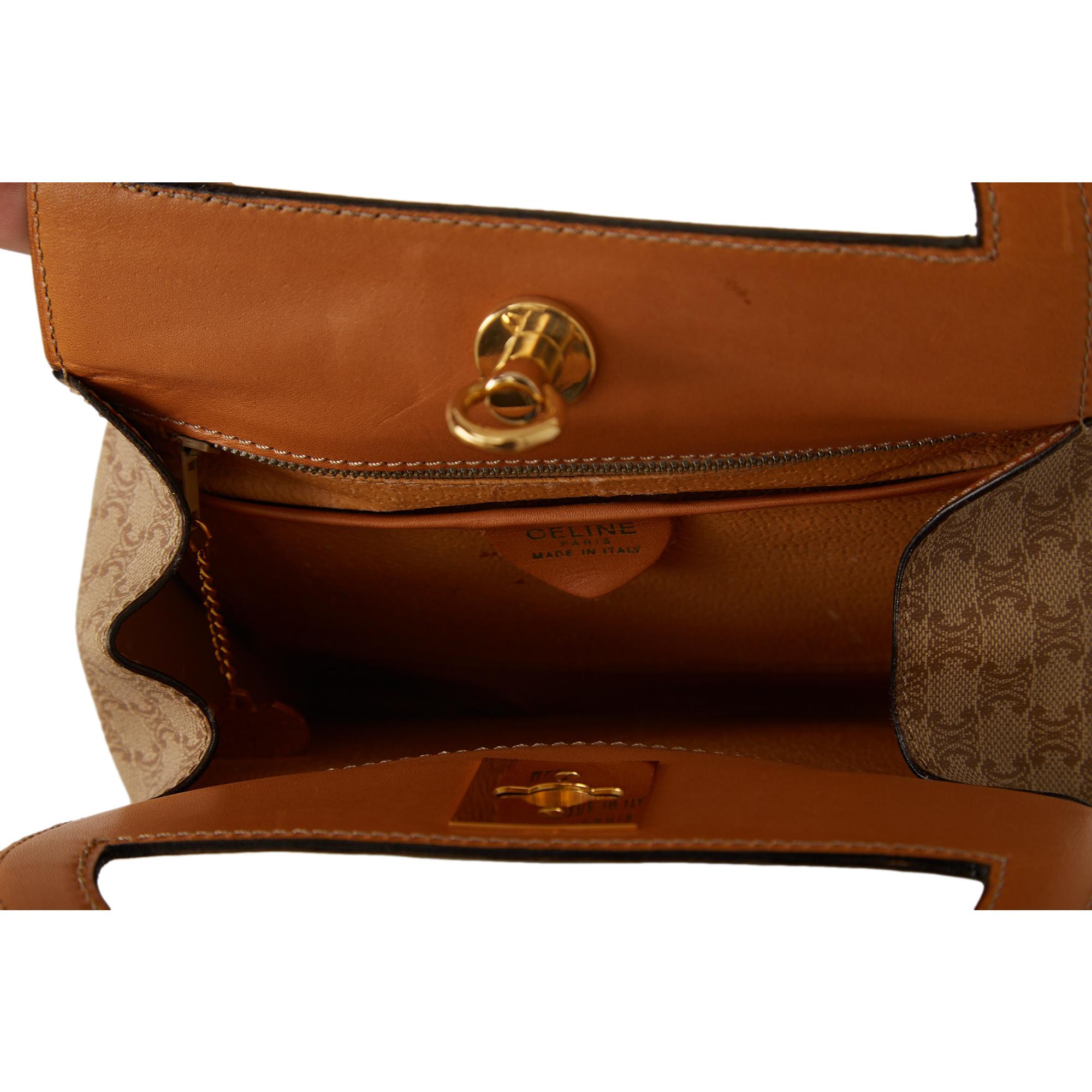 Celine Brown Logo Top Handle Bag