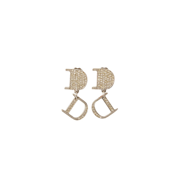 Dior Rhinestone Logo Earrings