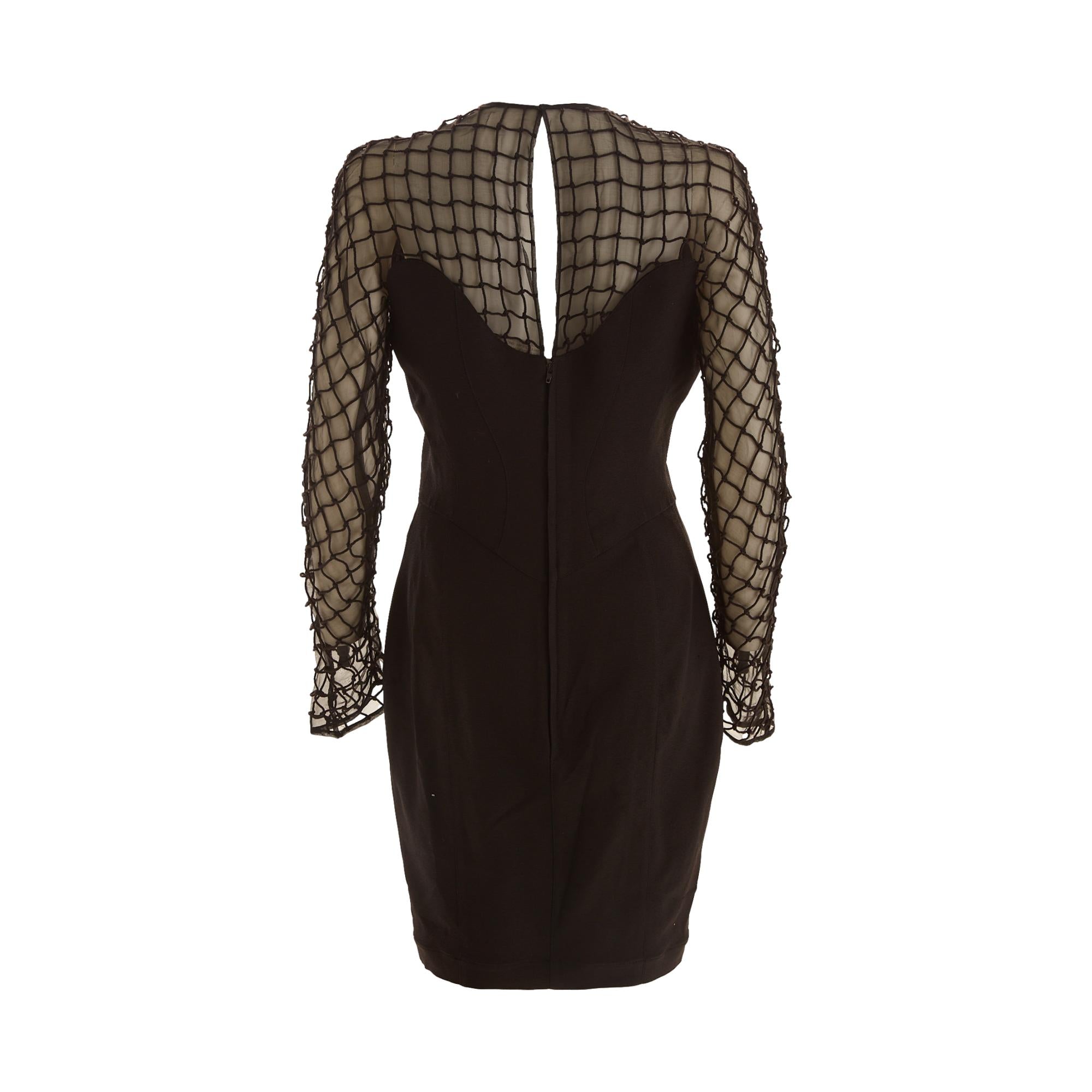 Mugler Black Mesh Long Sleeve Dress Treasures of NYC Mugler Black Mesh Long Sleeve Dress Treasures of NYC