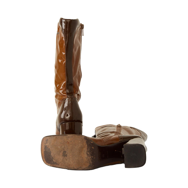 Prada Brown Patent Boots