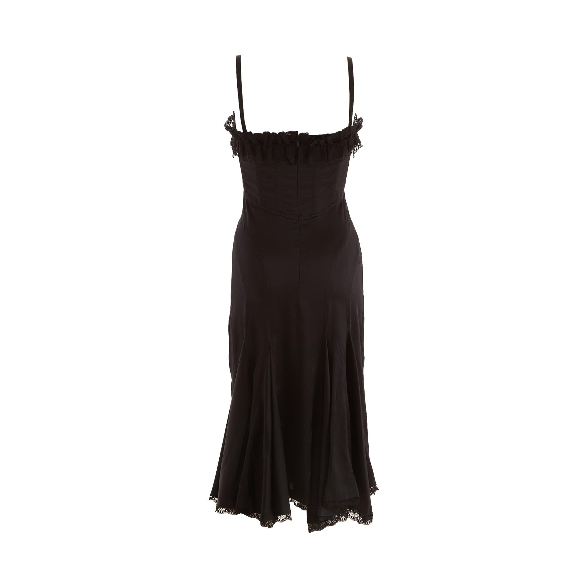 Dolce & Gabbana Black Silk Corset Dress