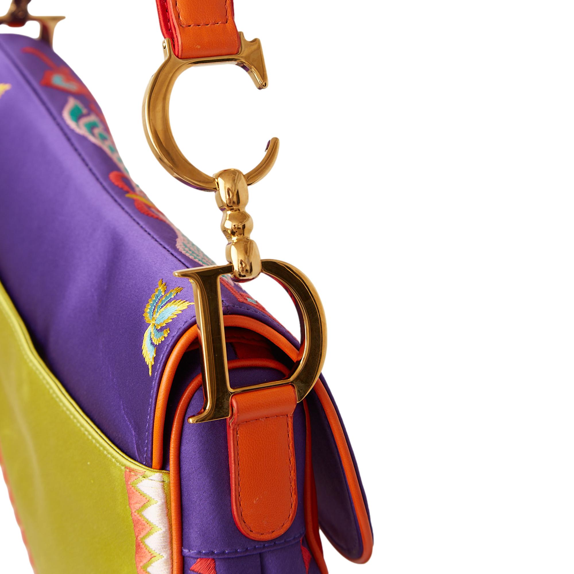 Dior Multicolor Embroidered Saddle Bag