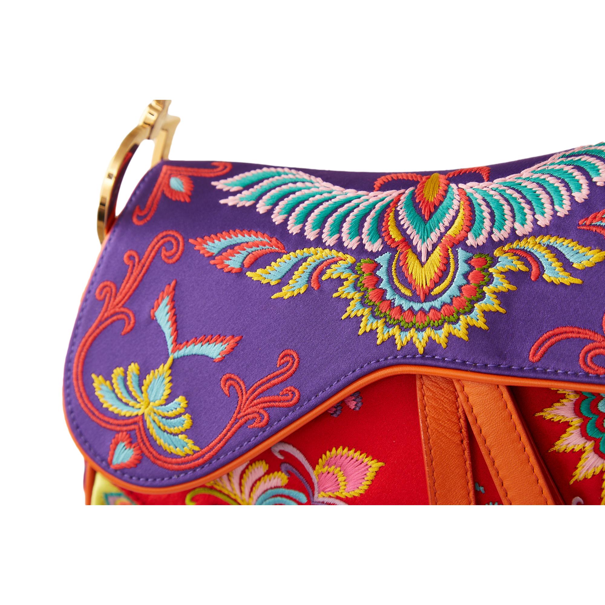 Dior Multicolor Embroidered Saddle Bag