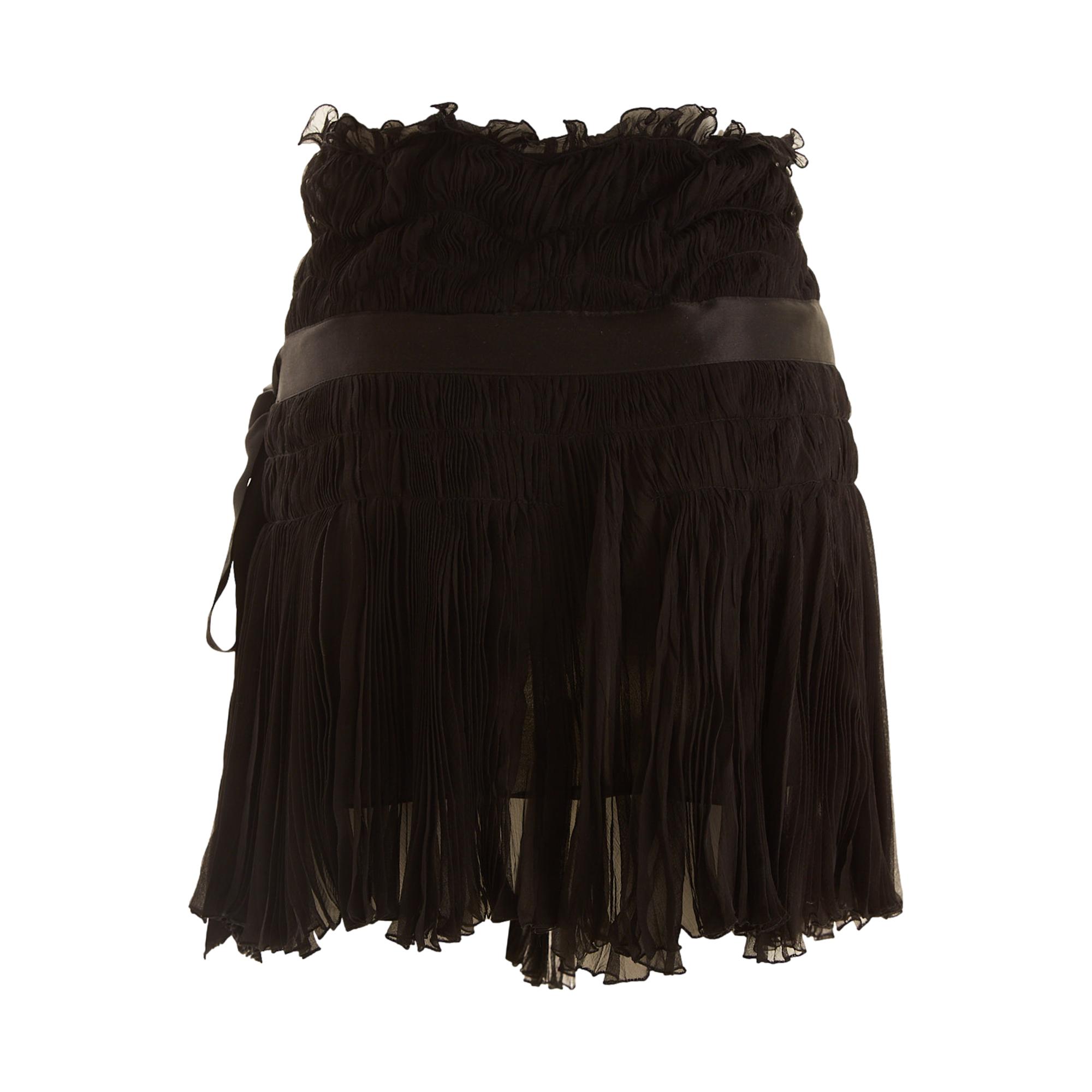 Dior Black Ruffle Ribbon Skirt