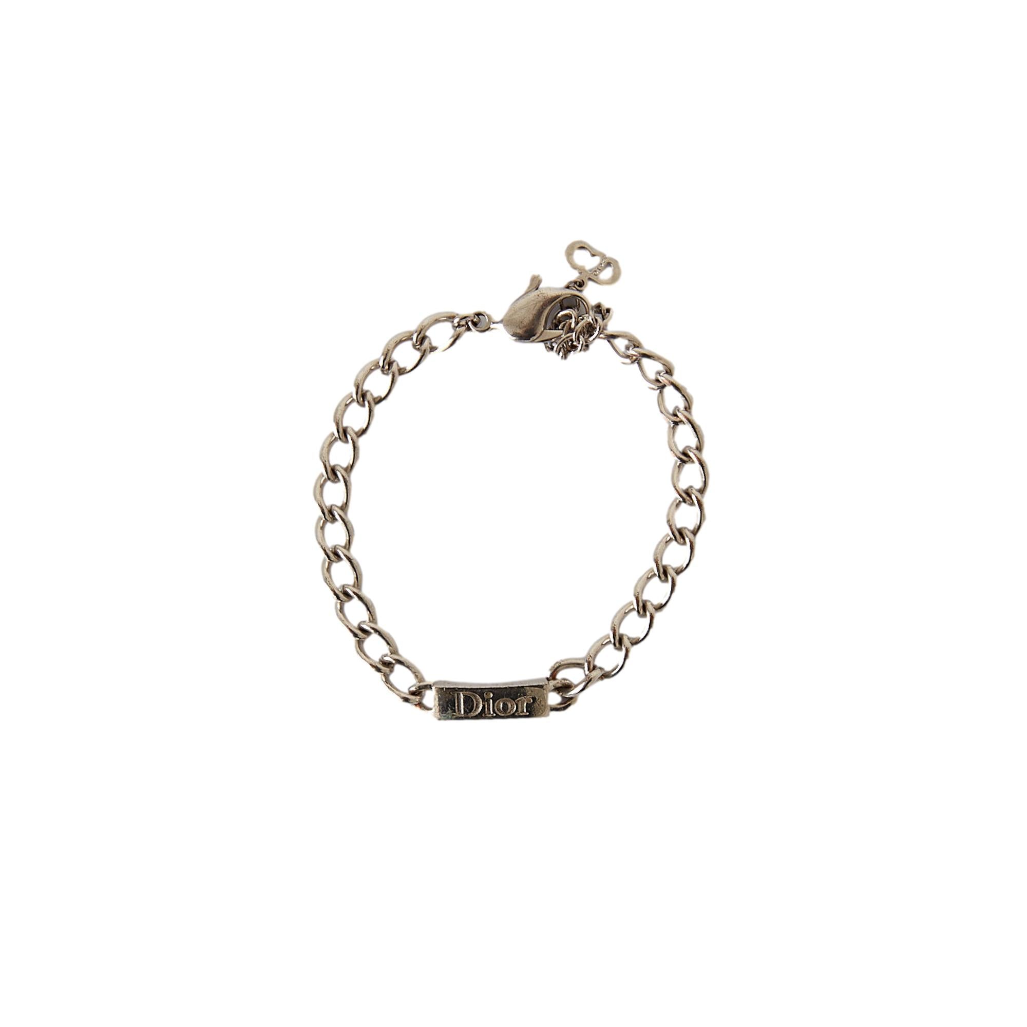 Dior Silver Logo Plaque Chain Bracelet