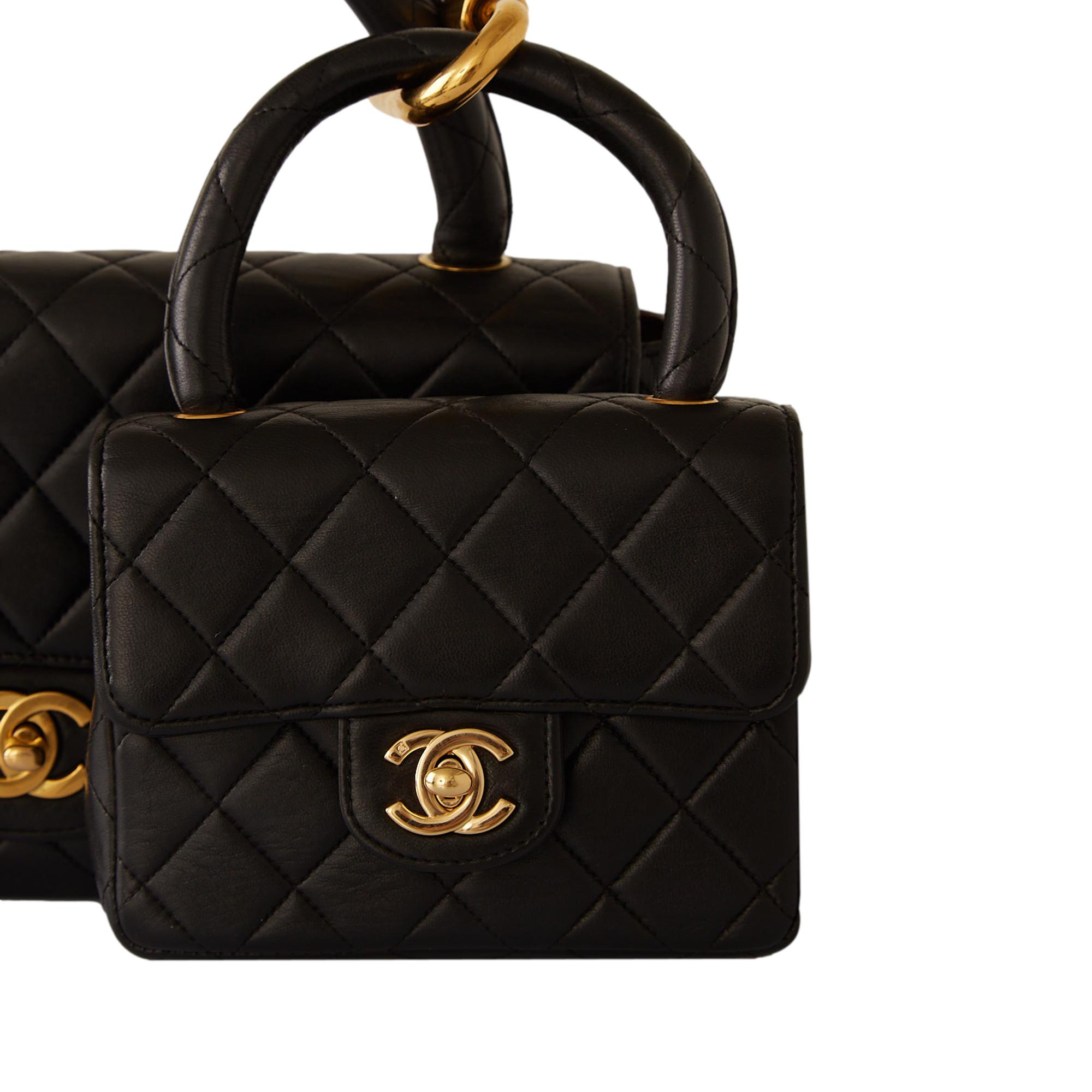 Chanel Black Two Piece Top Handle Bag Set
