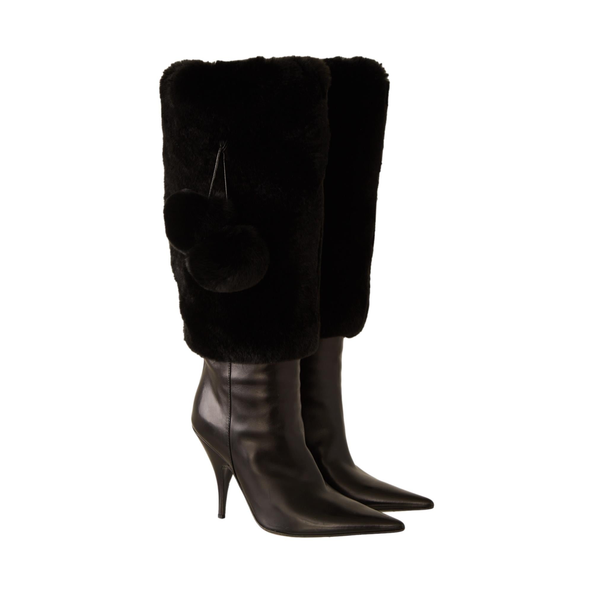 Dior Black Fur Boots