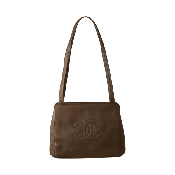 Chanel Brown Logo Caviar Shoulder Bag