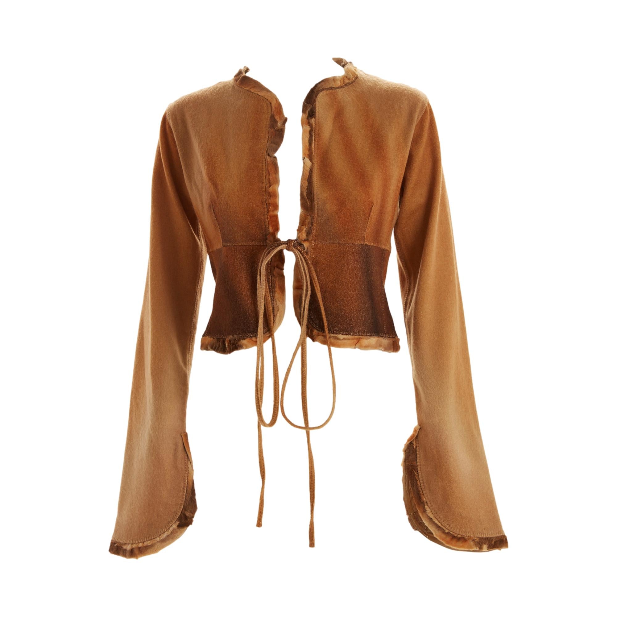 Fendi Brown Cashmere Cropped Wrap Top