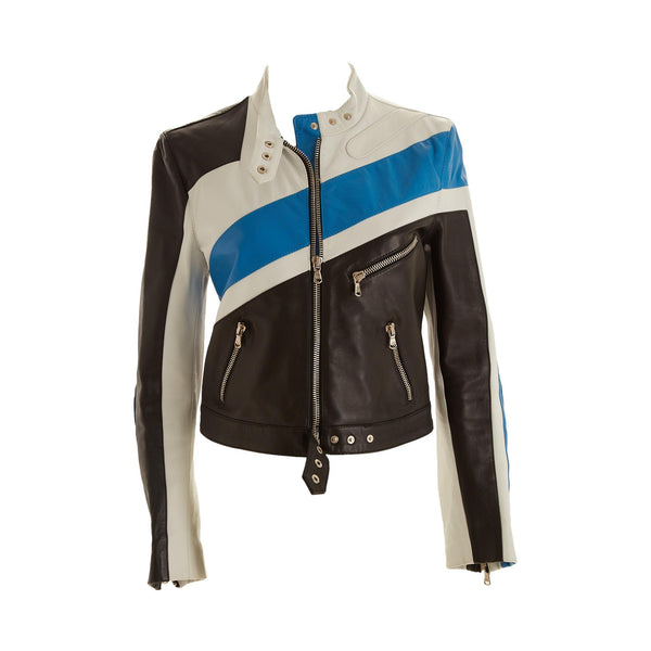 Dolce & Gabbana Blue Motorcycle Jacket