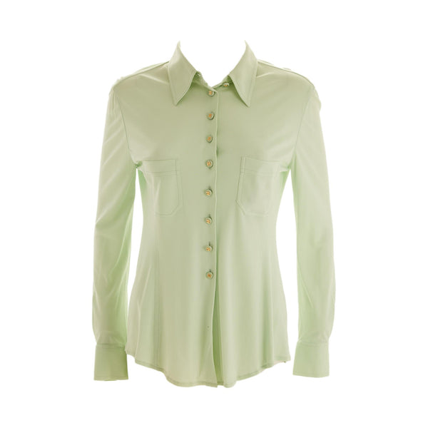 Chanel Green Logo Button Down