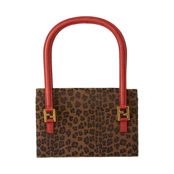 Fendi Cheetah Print Logo Hardware Shoulder Bag