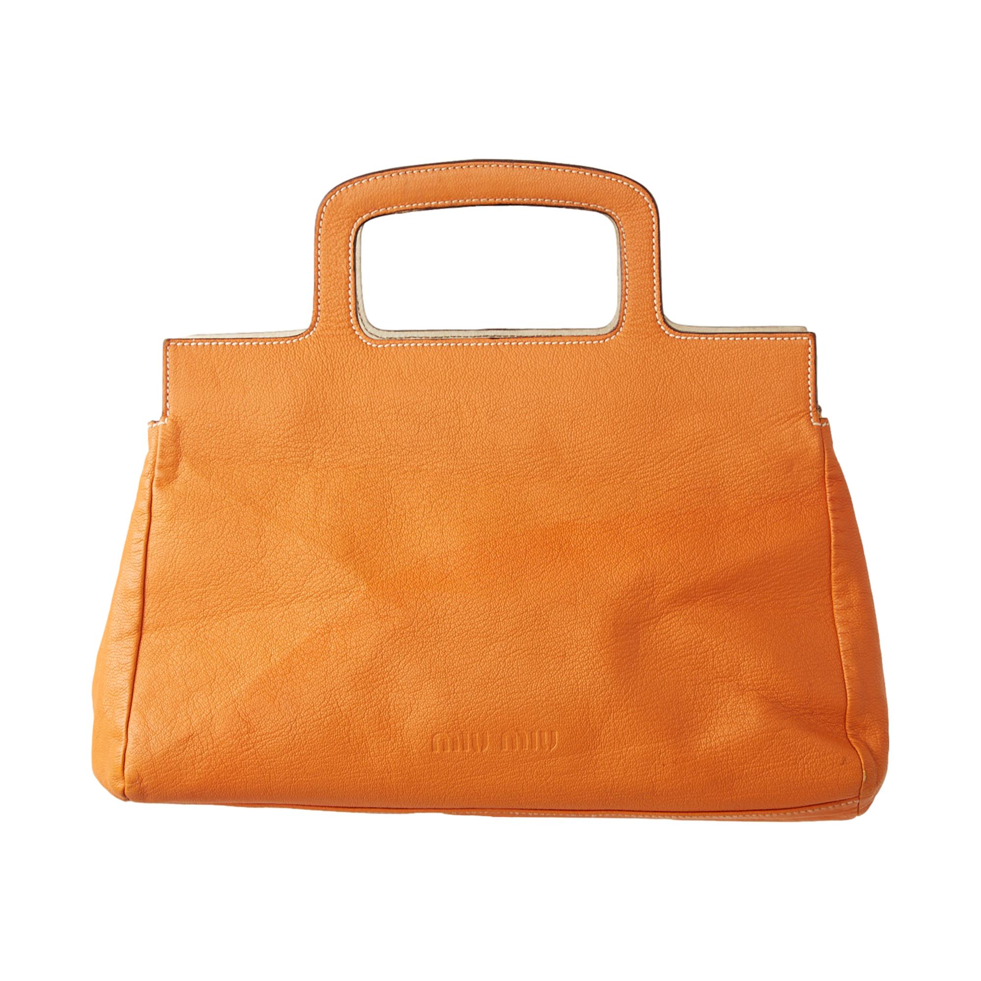 Miu Miu Orange Leather Top Handle Bag