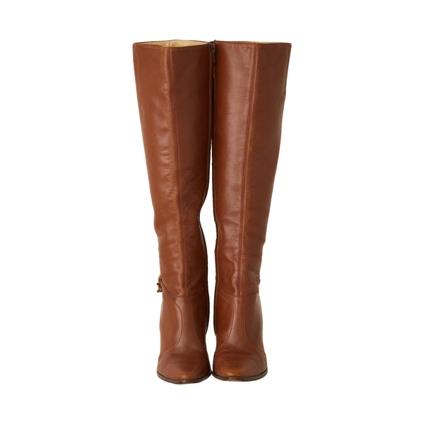 Celine Brown Leather Chain Boots