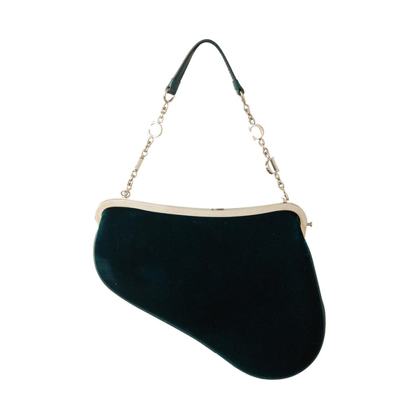 Dior Turquoise Velvet Mini Saddle Bag