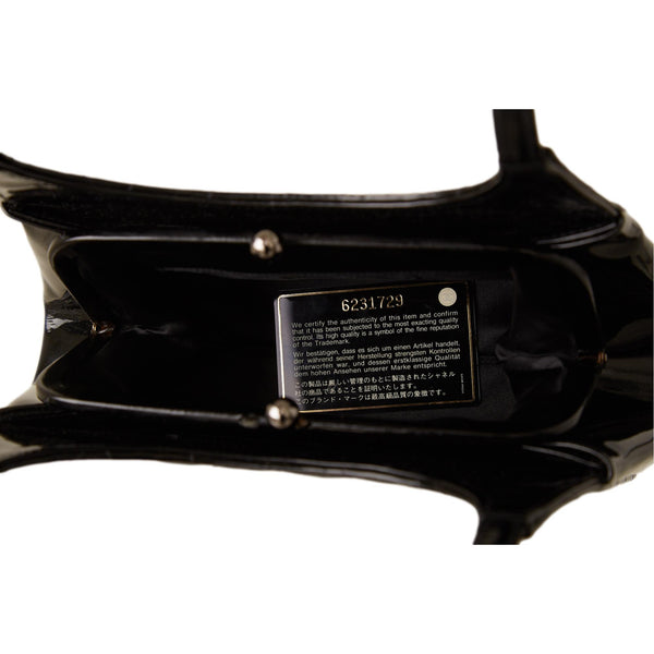 Chanel Black Quilted Patent Logo Shoulder Bag