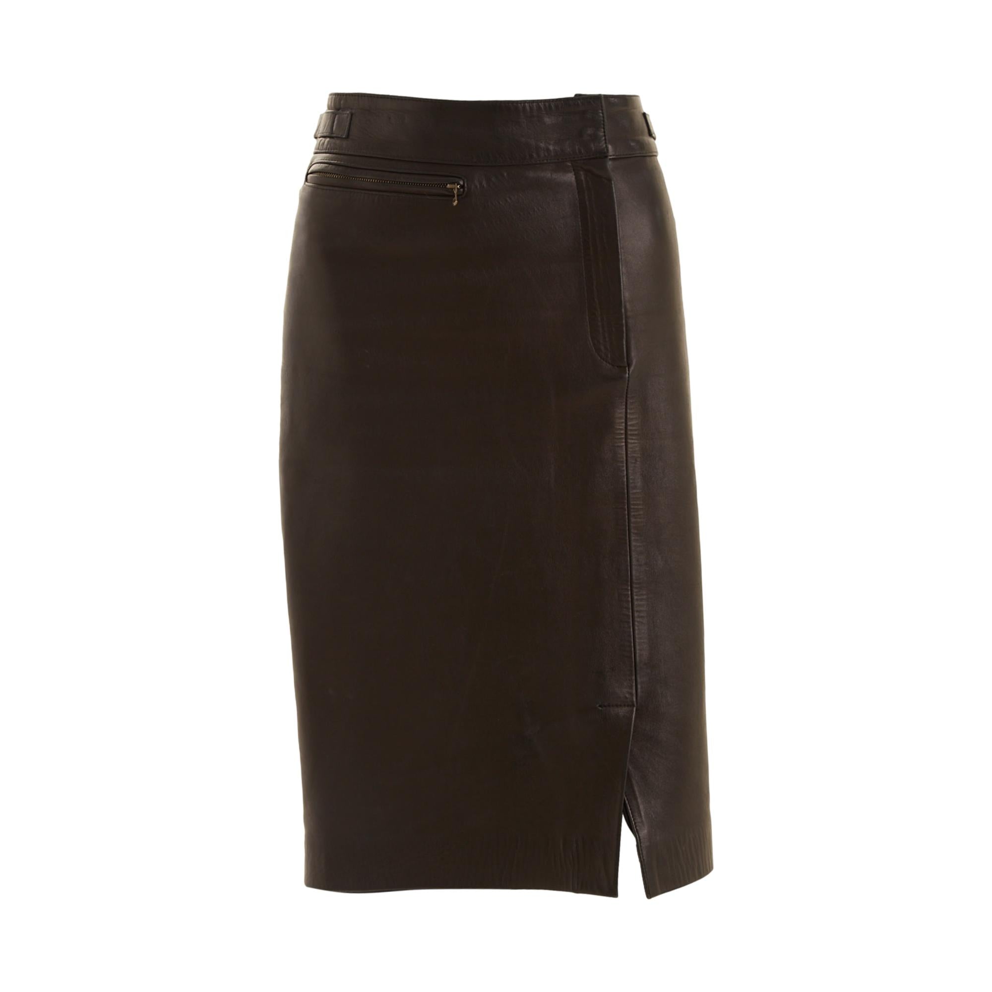 Gucci Black Leather Skirt
