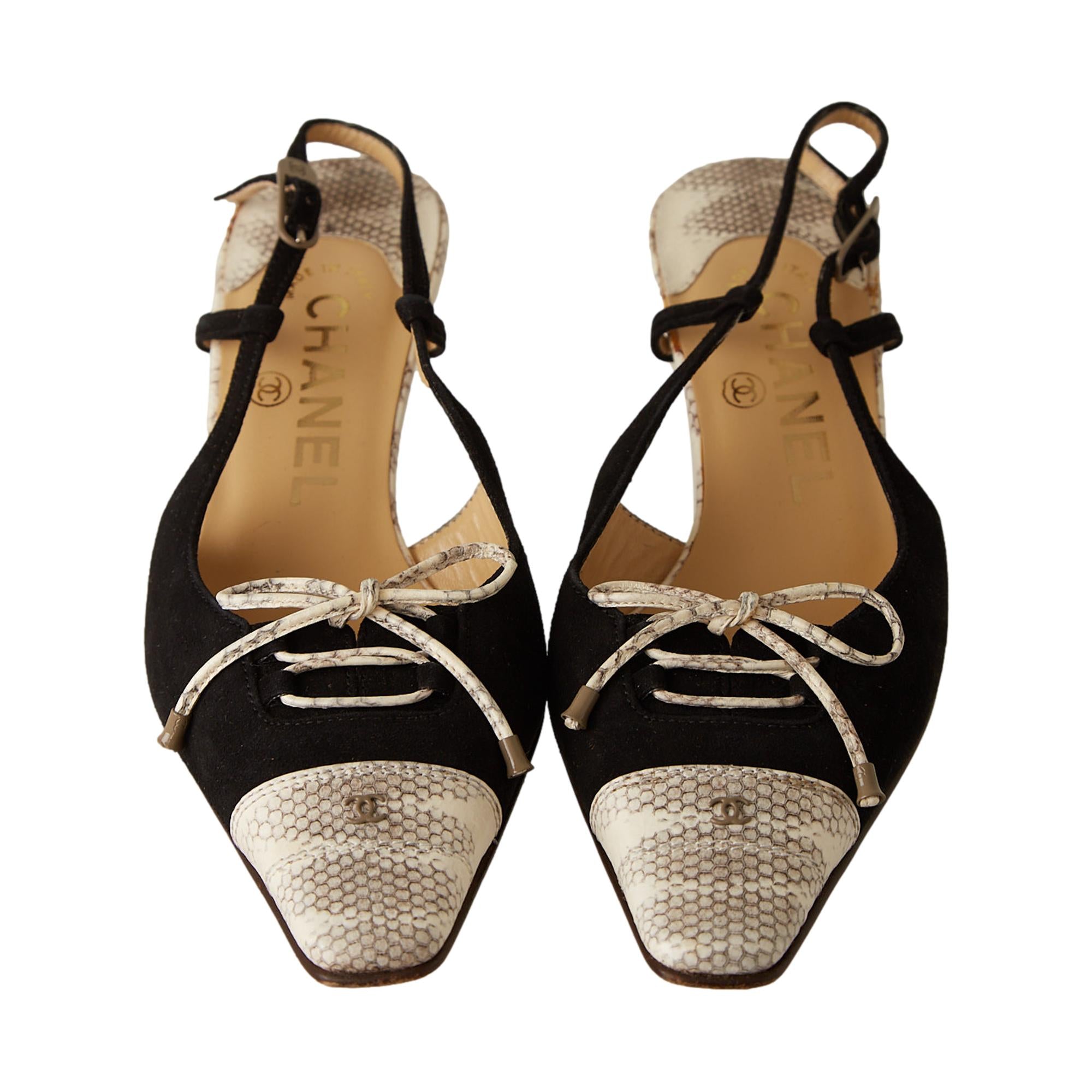 Chanel Black Suede Snake Print Heels – Treasures of NYC