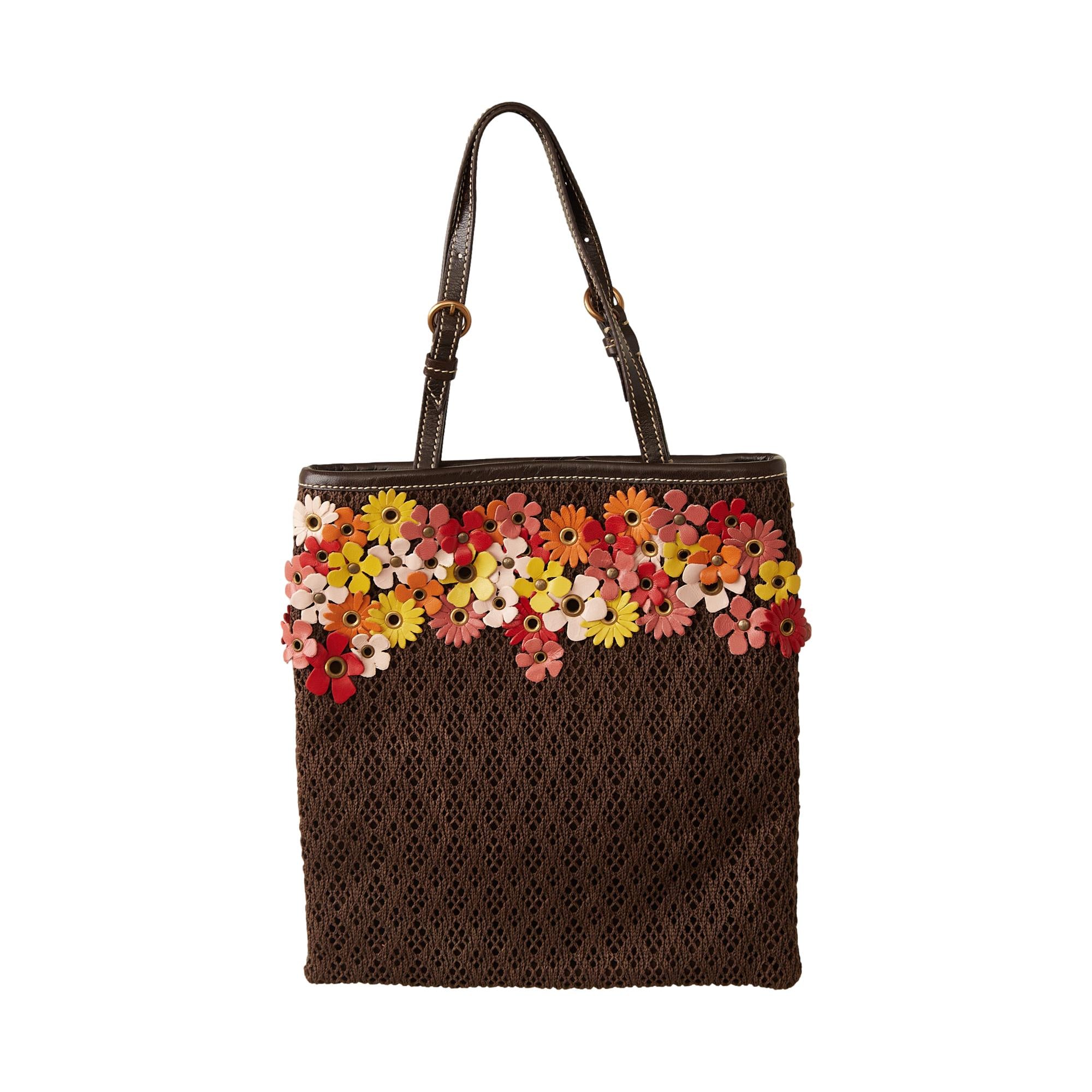 Miu Miu Brown Flower Mini Bag