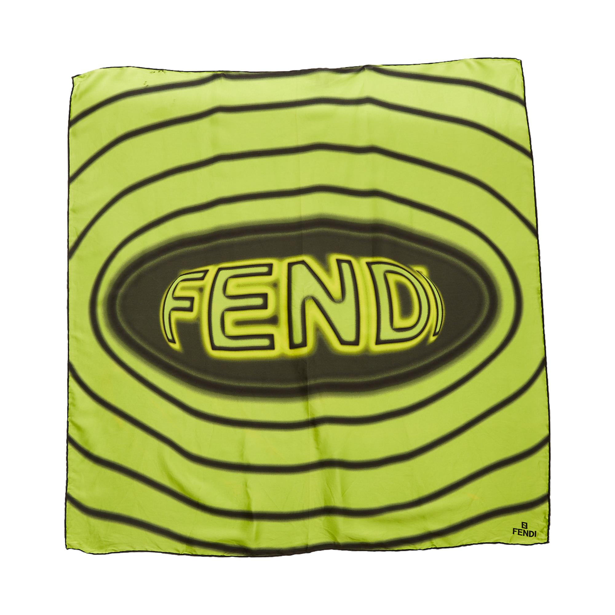 Fendi Lime Green Logo Scarf