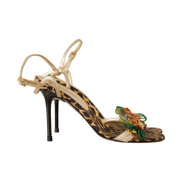 Dolce & Gabbana Cheetah Print Beaded Flower Heels