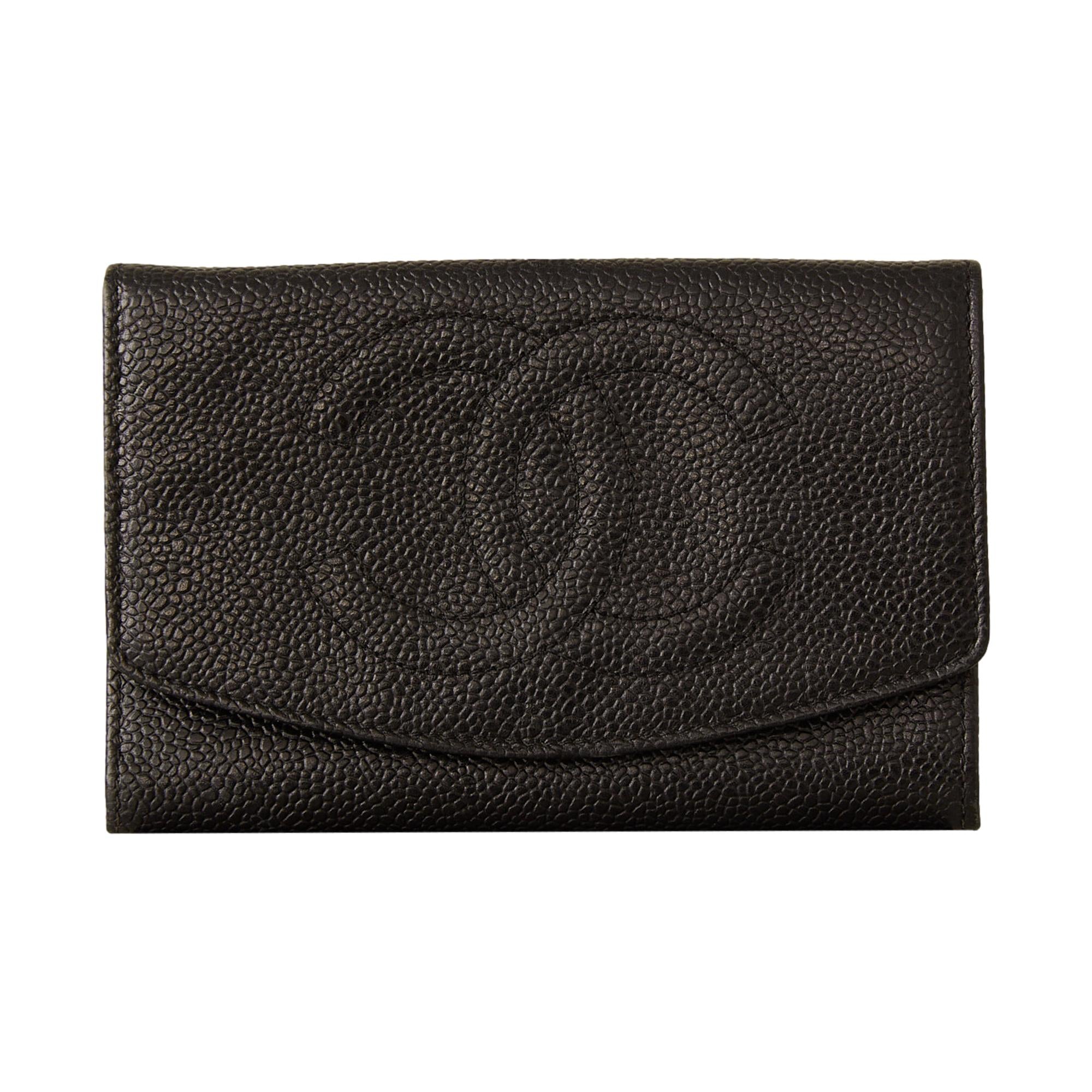 Chanel Black Caviar Logo Wallet